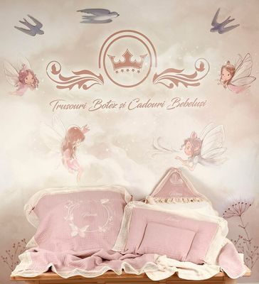 Set Cadou Botez Muselina Fluturi