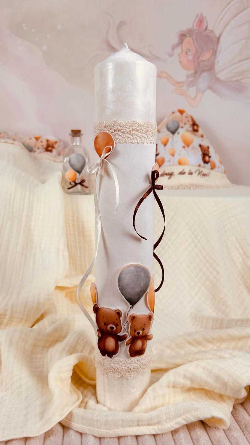 Trusou Botez Muselina Urs cu Baloane- Set Biserica