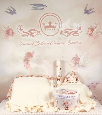 Trusou Botez Muselina Urs cu Baloane- Set Biserica