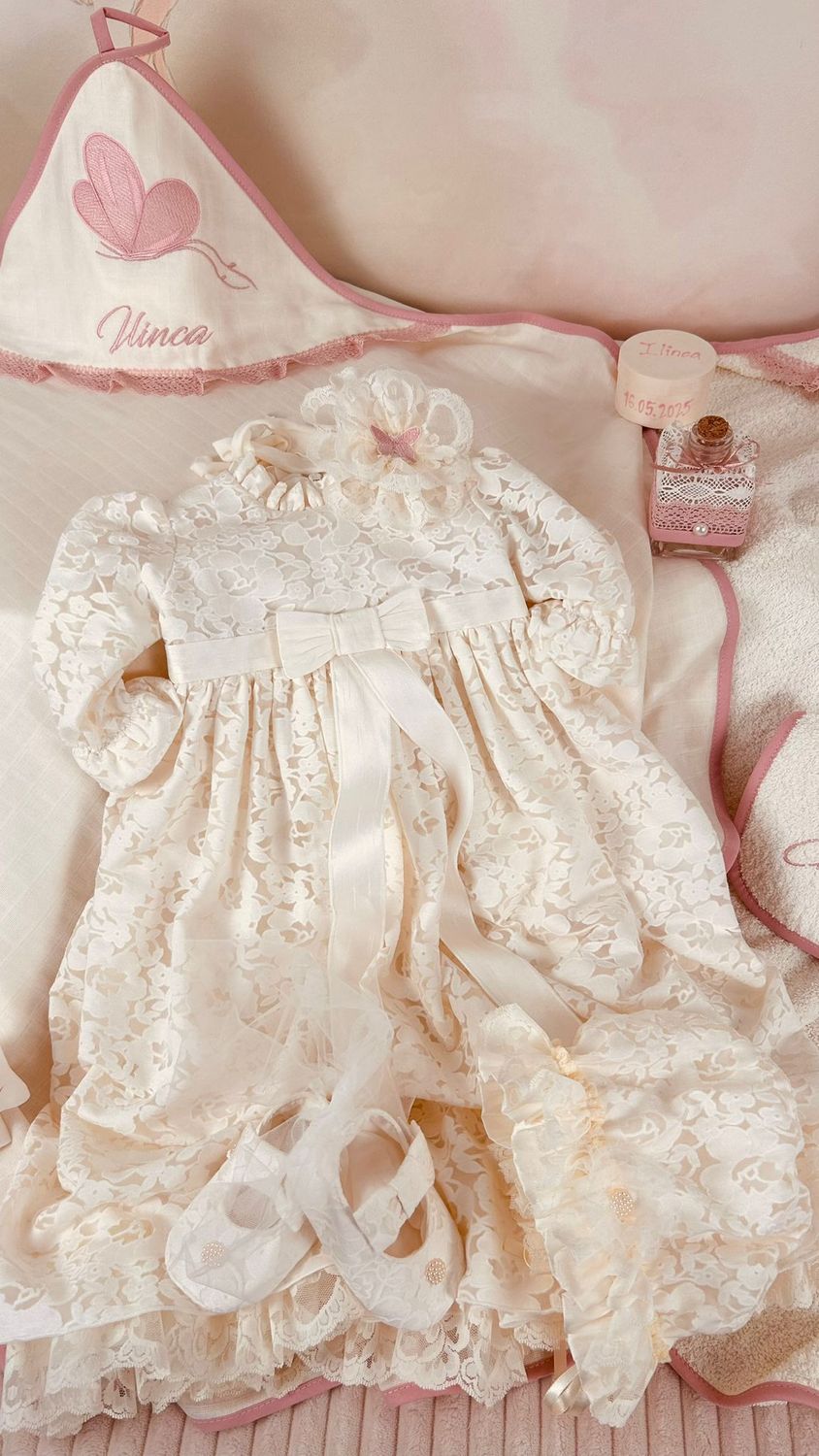 Trusou Botez Muselina Fluturas si rochita - Set Biserica