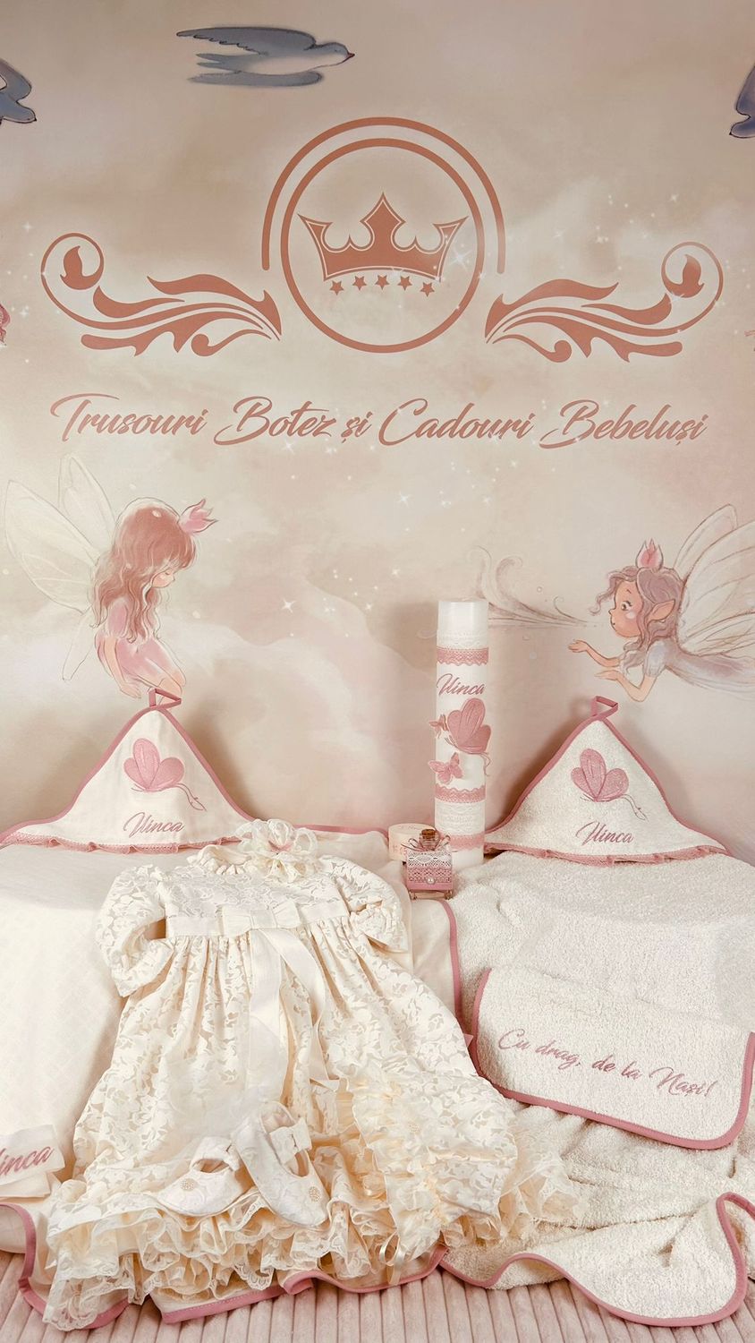Trusou Botez Muselina Fluturas si rochita - Set Biserica