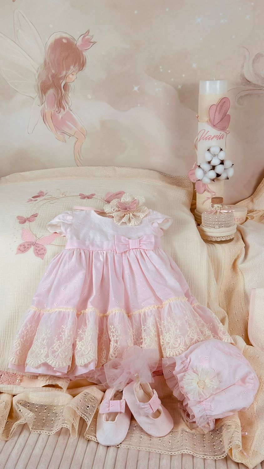 Trusou Botez Personalizat Muselina Fluturi - Set Biserica