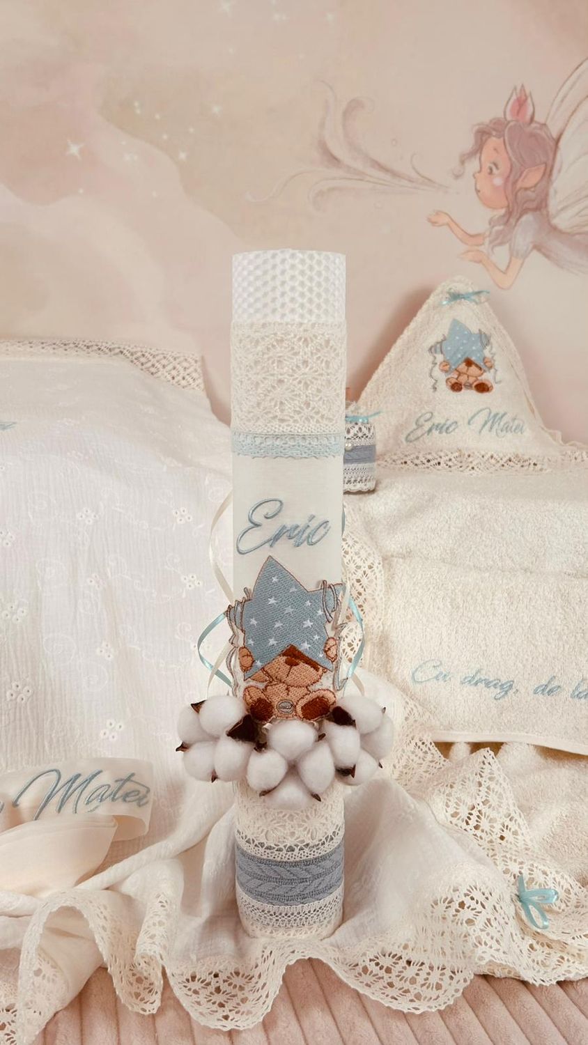 Trusou Botez Muselina Urs cu Stea - Set Biserica TOP Premium