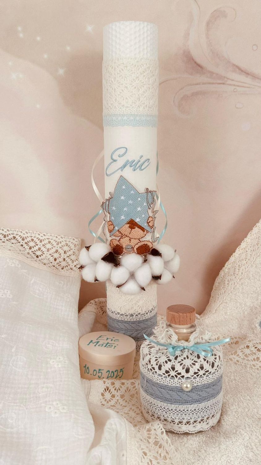 Trusou Botez Muselina Urs cu Stea - Set Biserica TOP Premium
