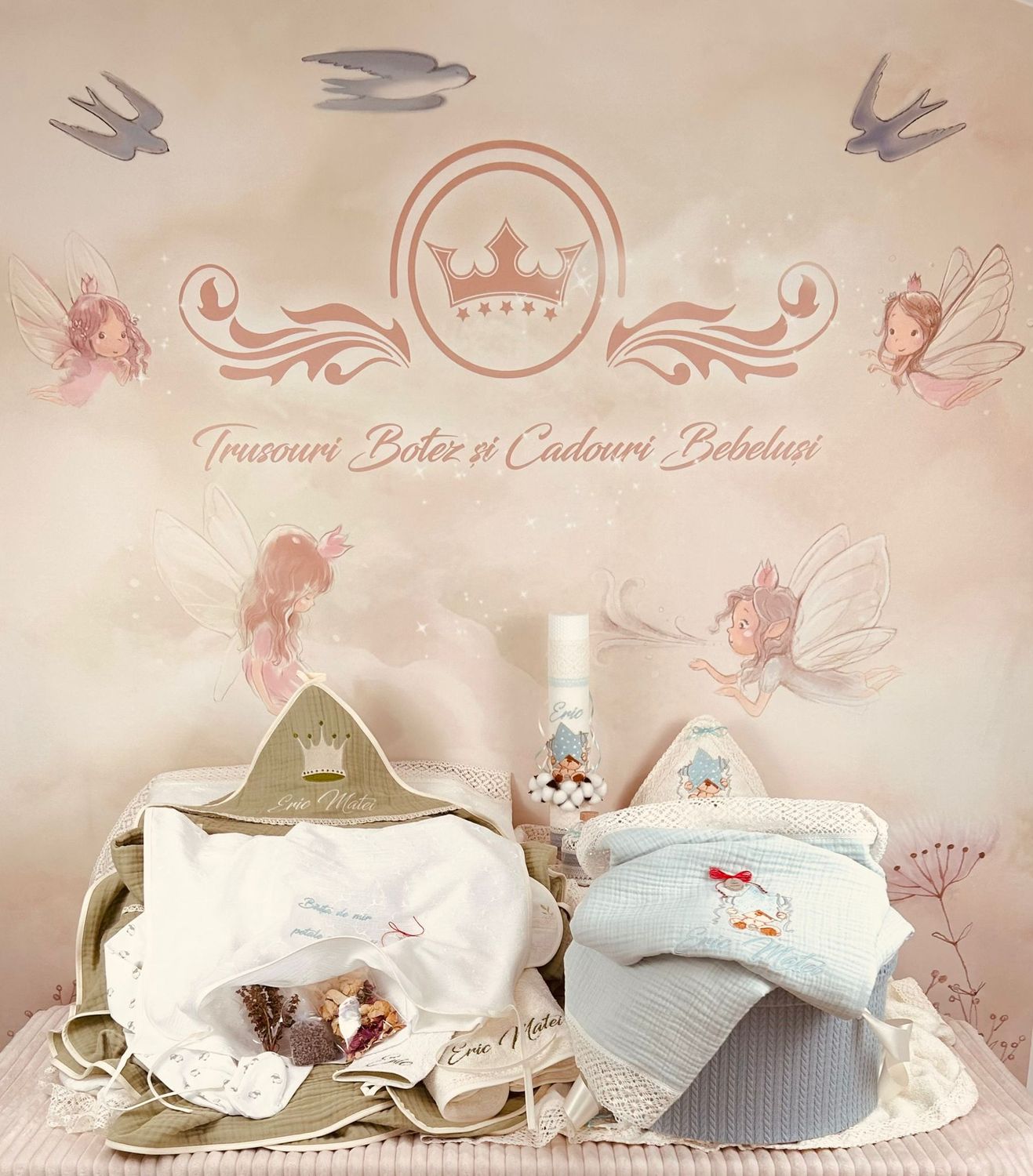 Trusou Botez Muselina Urs cu Stea - Set Biserica TOP Premium