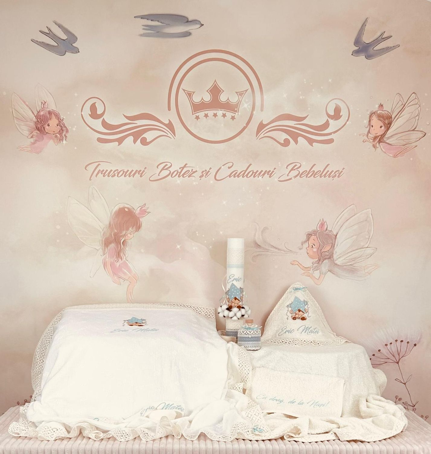 Trusou Botez Muselina Urs cu Stea - Set Biserica TOP Premium