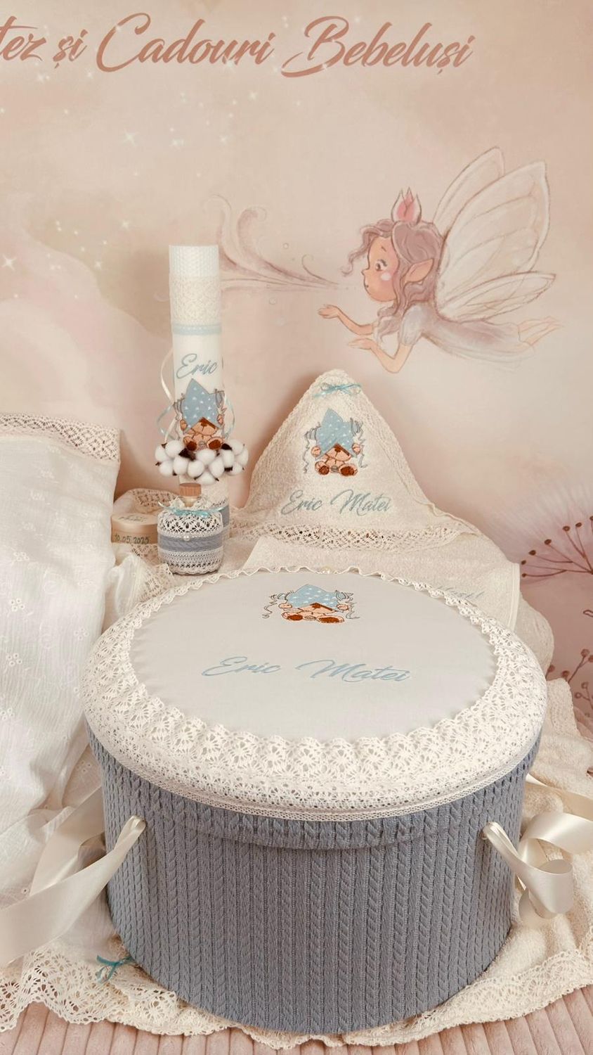 Trusou Botez Muselina Urs cu Stea - Set Biserica TOP Premium