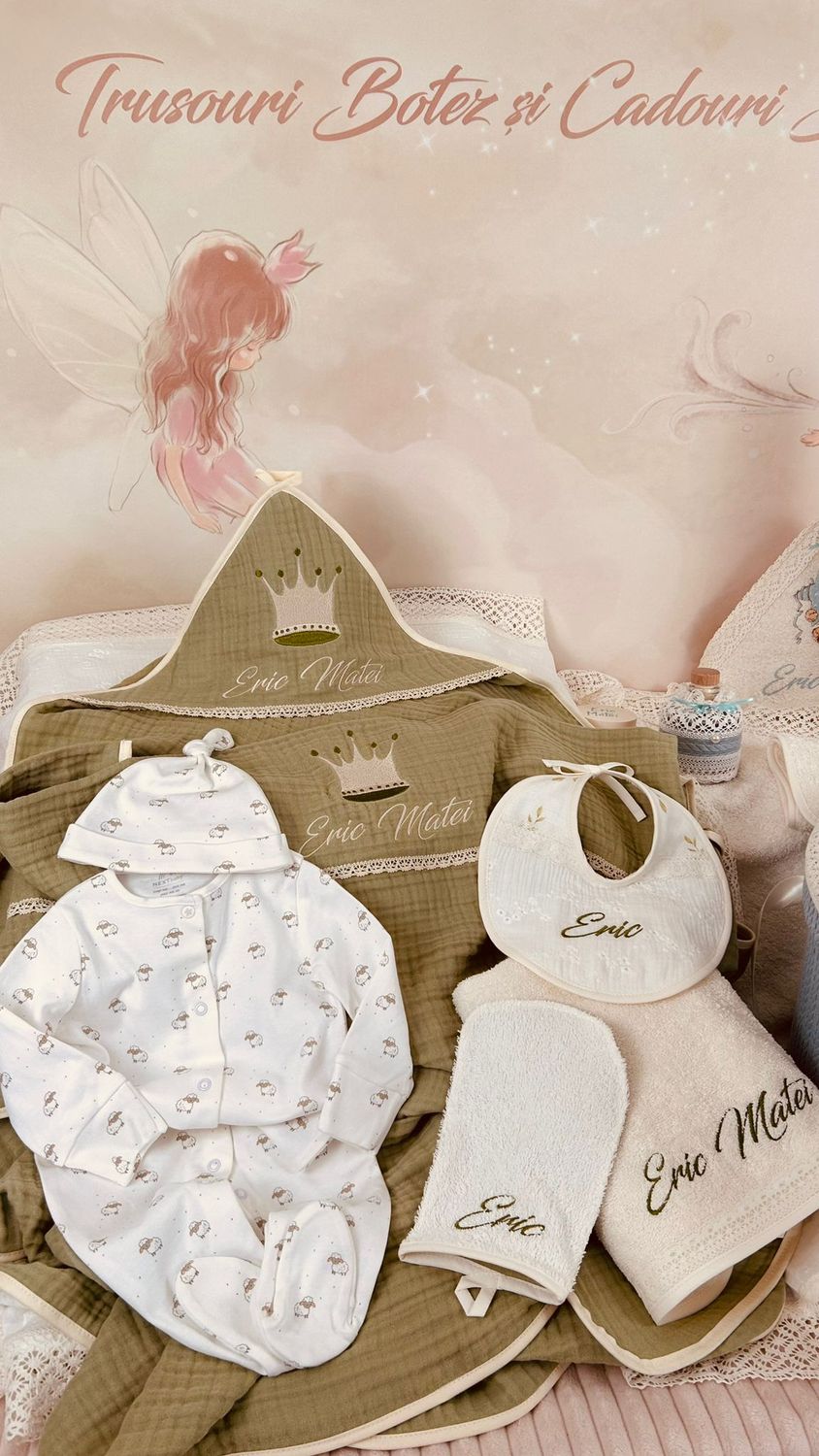 Trusou Botez Muselina Urs cu Stea - Set Biserica TOP Premium