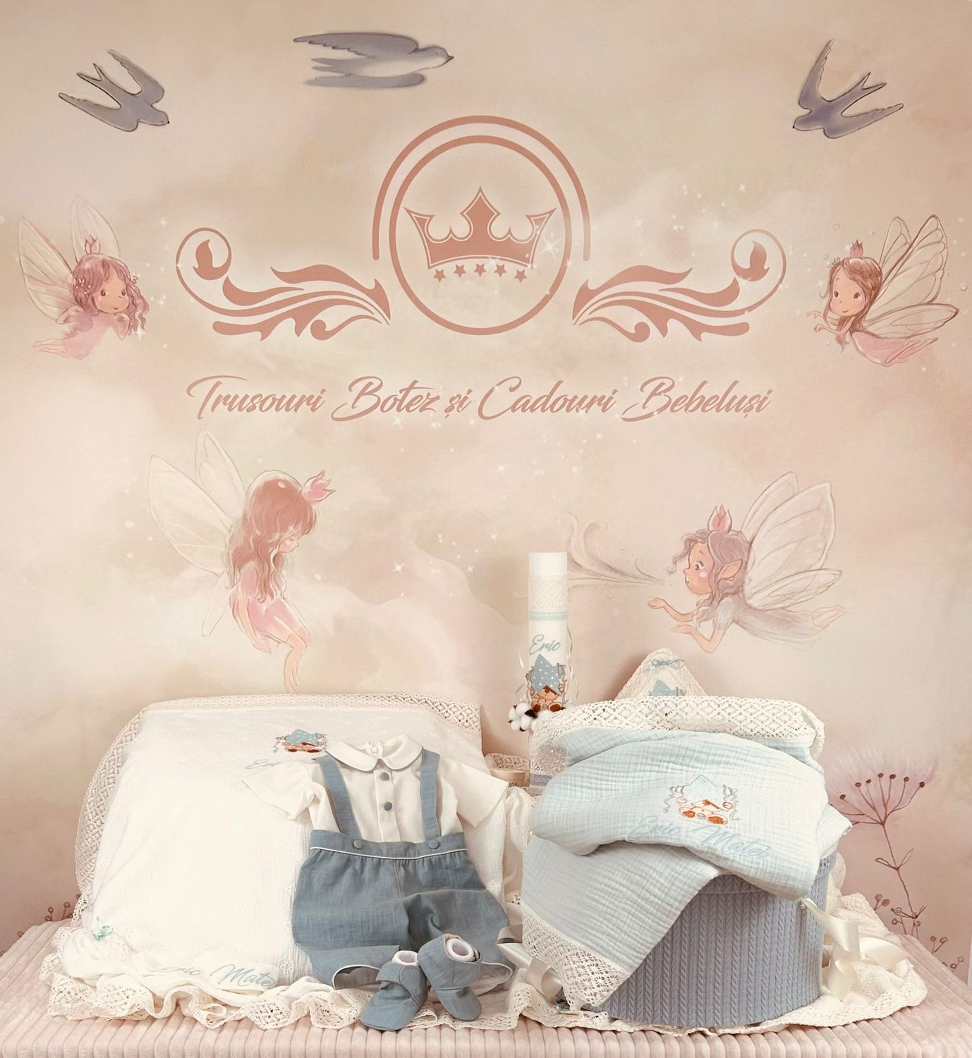 Trusou Botez Muselina Urs cu Stea - Set Biserica TOP Premium