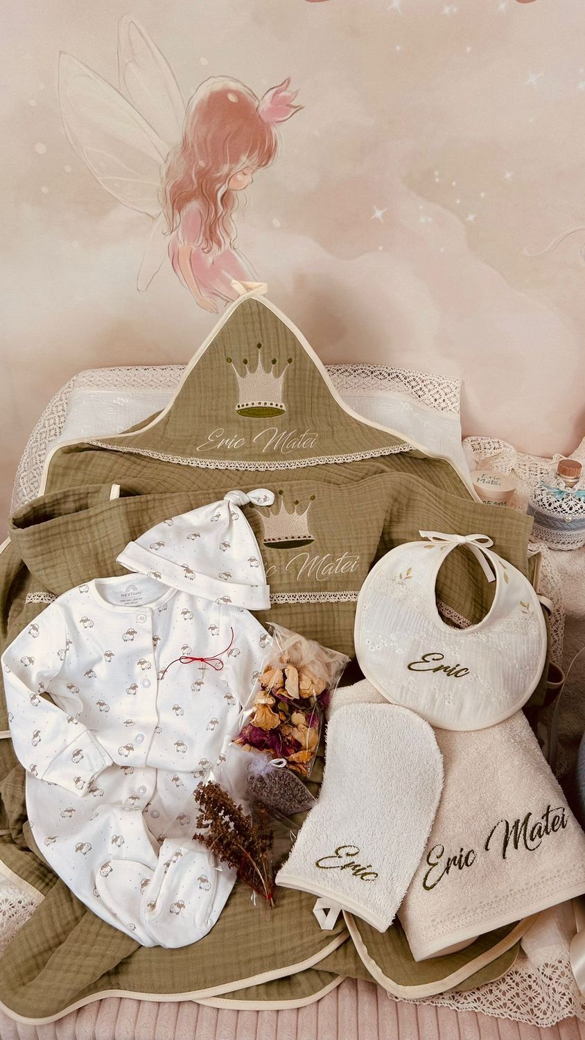 Trusou Botez Muselina Urs cu Stea - Set Biserica TOP Premium