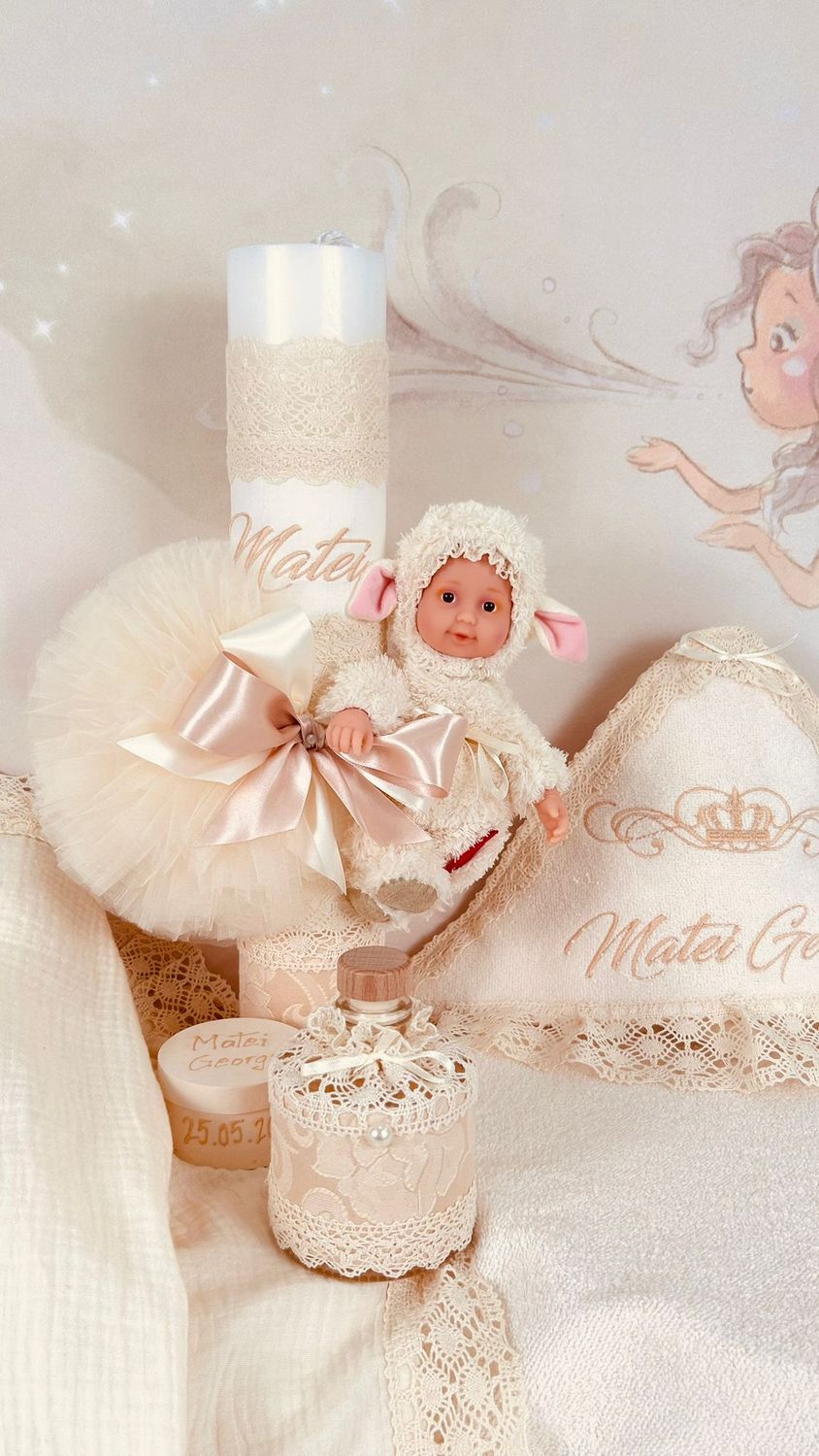 Trusou Botez Muselina Regal cu oita - Set Biserica Premium