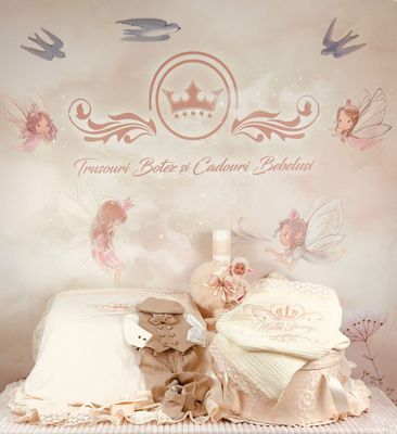 Trusou Botez Muselina Regal cu oita - Set Biserica Premium