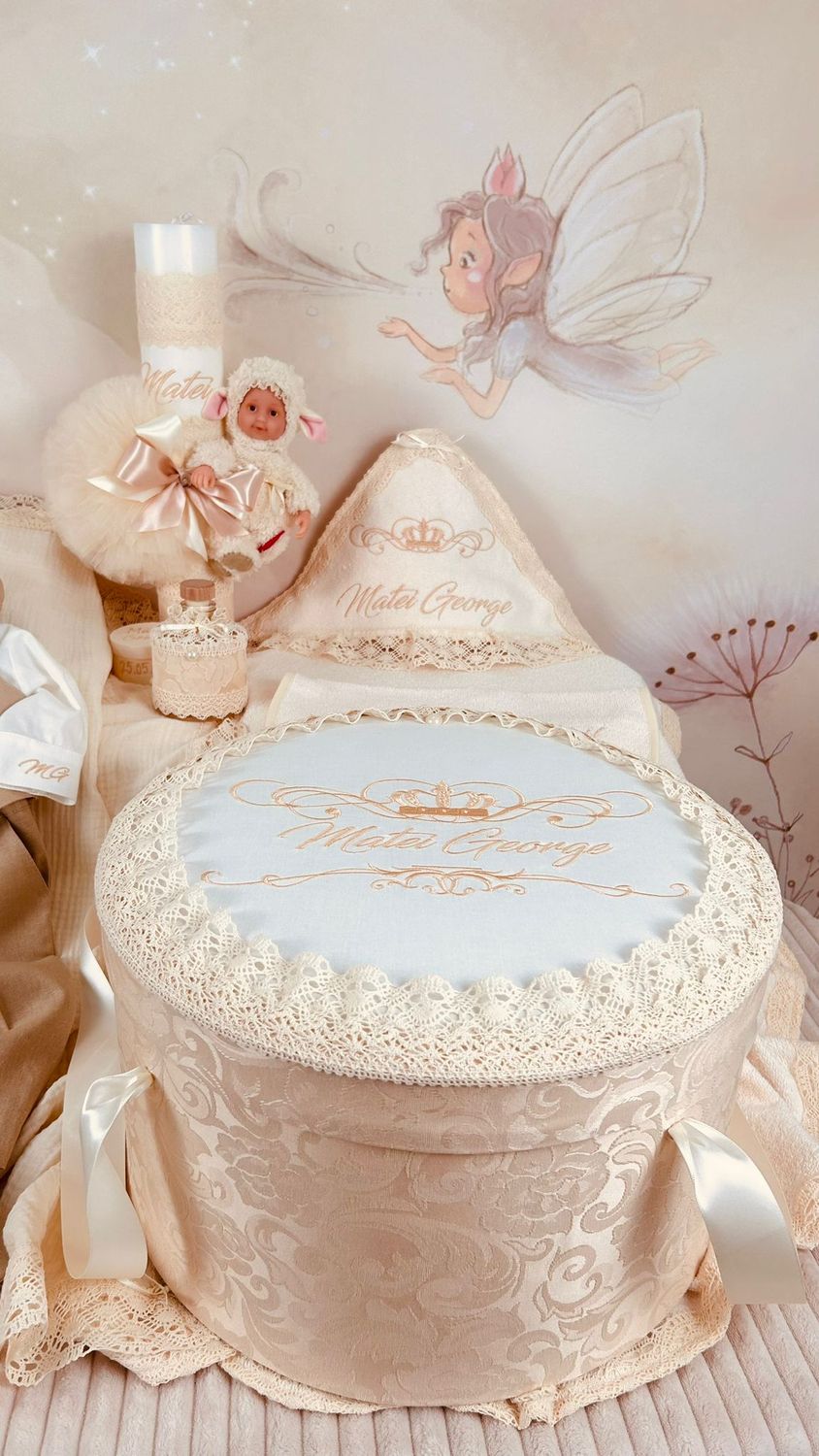 Trusou Botez Muselina Regal cu oita - Set Biserica Premium