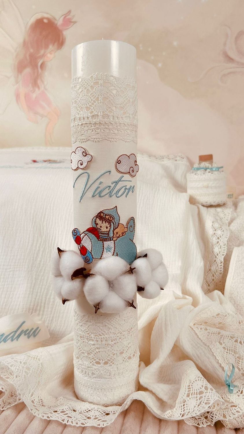 Trusou Muselina Micul Aviator- Set Biserica Personalizat