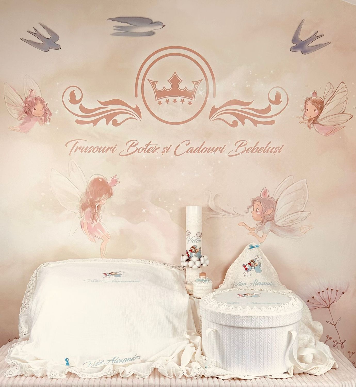 Trusou Muselina Micul Aviator- Set Biserica Personalizat