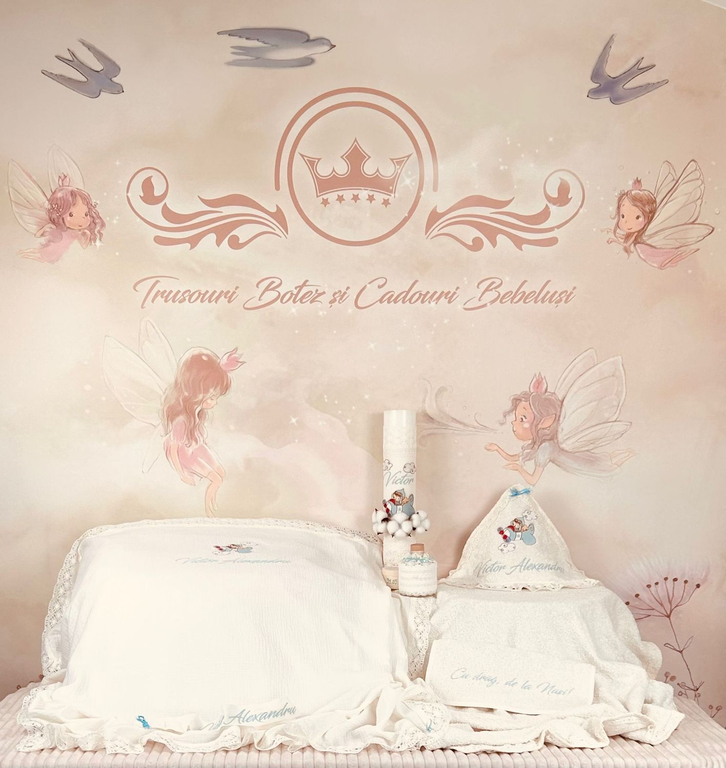 Trusou Muselina Micul Aviator- Set Biserica Personalizat