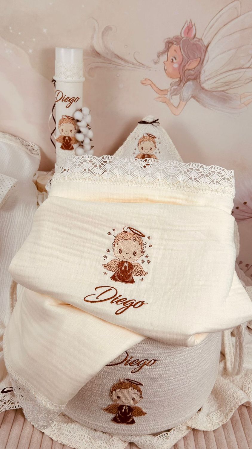 Trusou Botez Personalizat Ingeras  - Set Biserica Premium