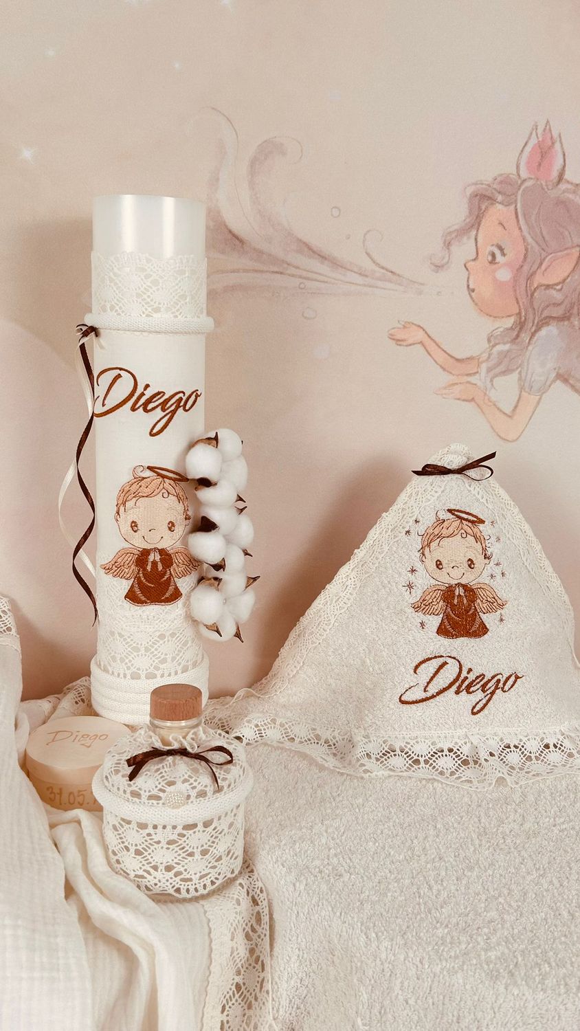 Trusou Botez Personalizat Ingeras  - Set Biserica Premium