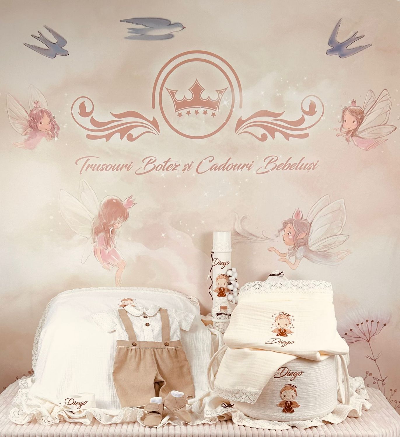 Trusou Botez Personalizat Ingeras  - Set Biserica Premium