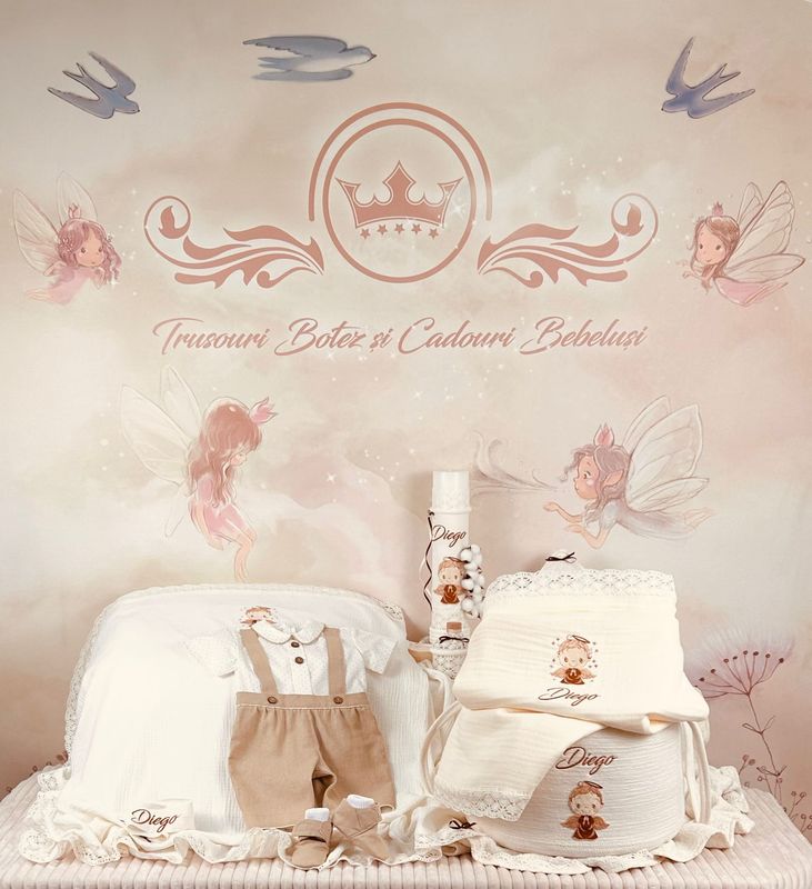 Trusou Botez Personalizat Ingeras  - Set Biserica Premium