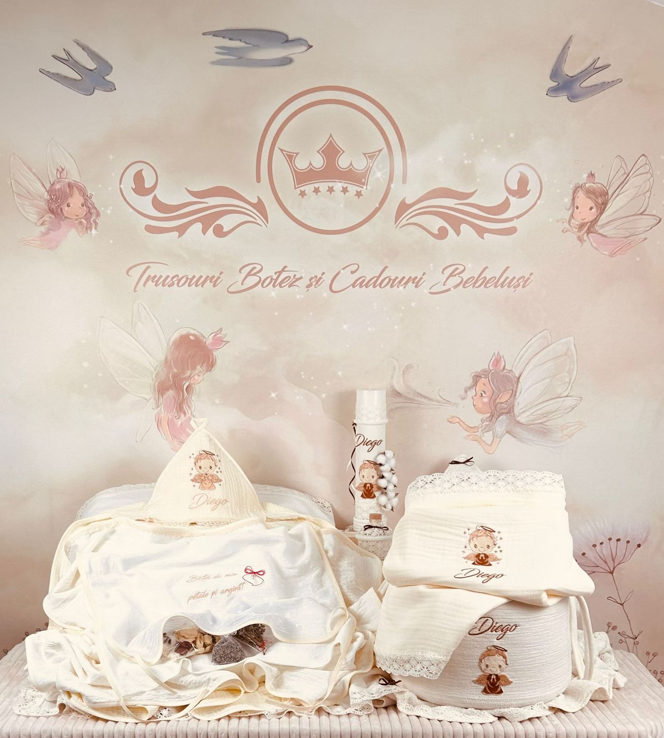 Trusou Botez Personalizat Ingeras - Set Biserica PremiumMax