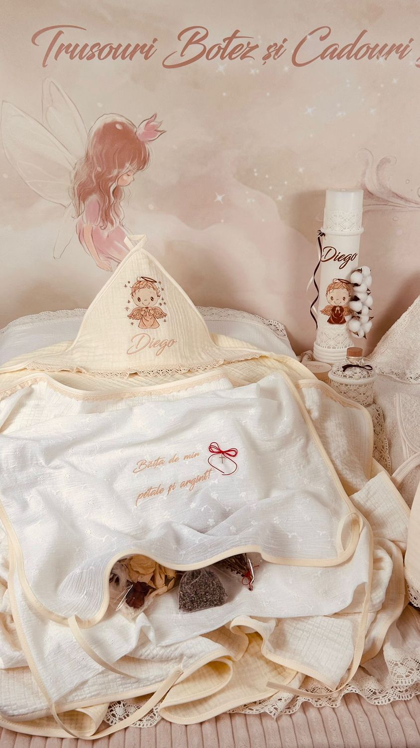 Trusou Botez Personalizat Ingeras - Set Biserica PremiumMax