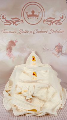 Set Cadou Botez Muselina Ursul galben