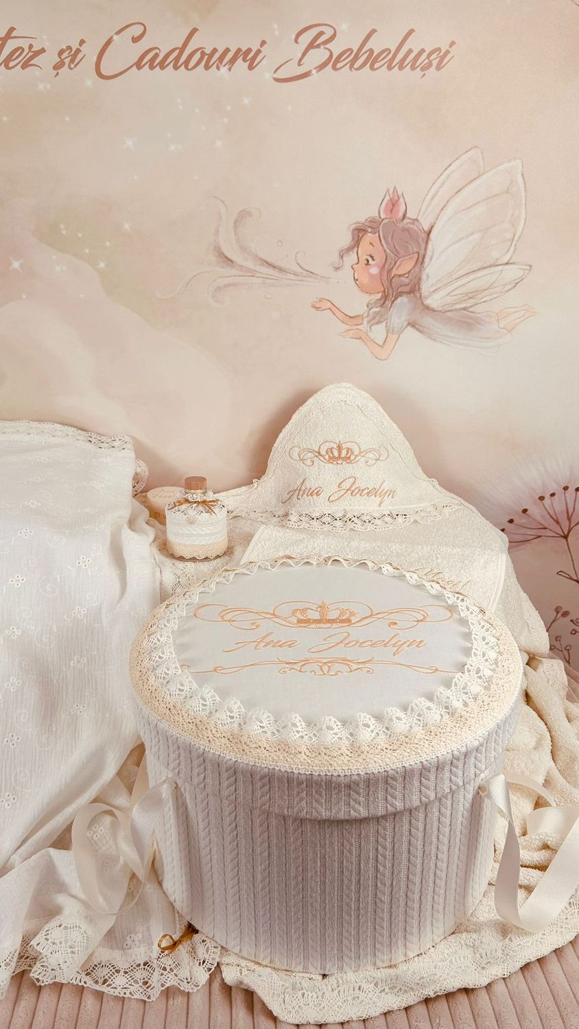 Trusou Botez Muselina Regal all ivory- Set Biserica Personalizat