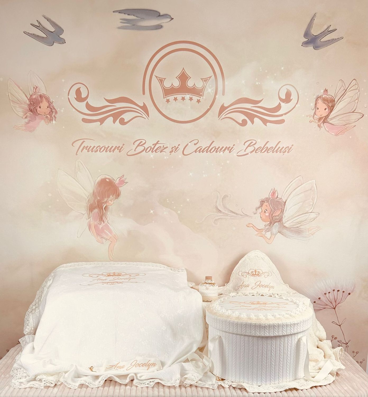 Trusou Botez Muselina Regal all ivory- Set Biserica Personalizat