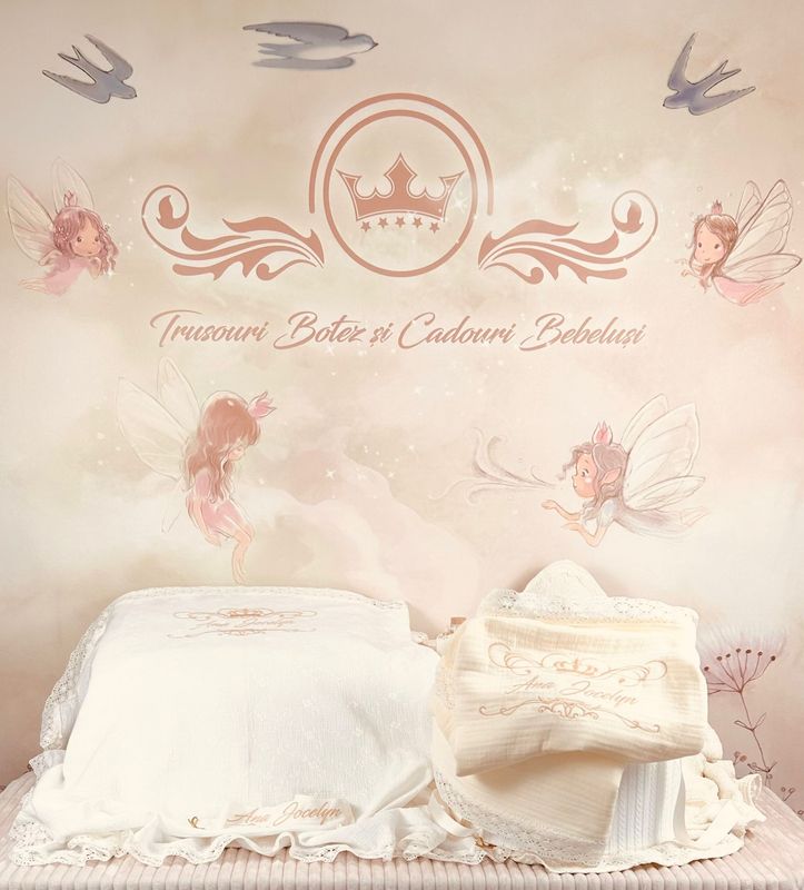 Trusou Botez Muselina Regal all ivory- Set Biserica Personalizat