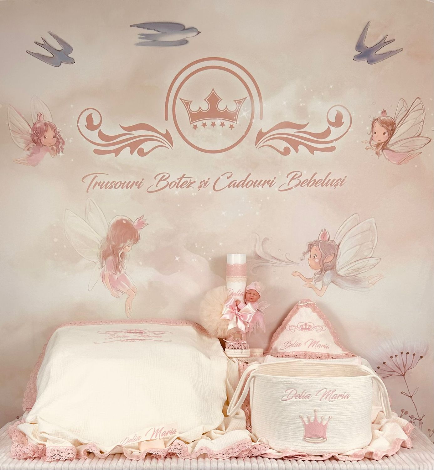 Trusou Muselina Regal roz nou set biserica Premium