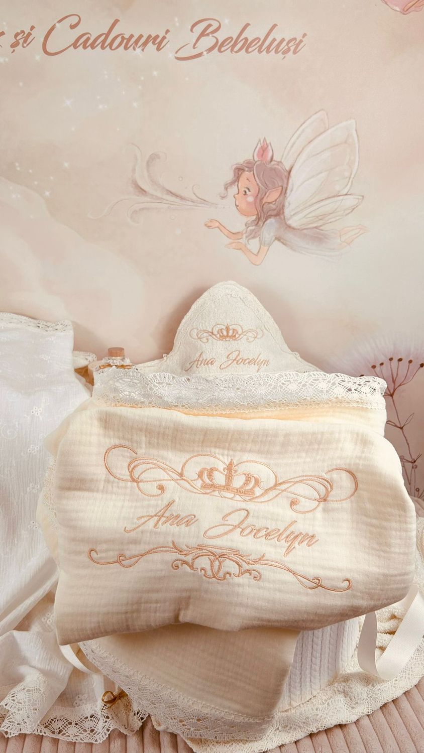 Trusou Botez Muselina Regal all ivory- Set Biserica Personalizat