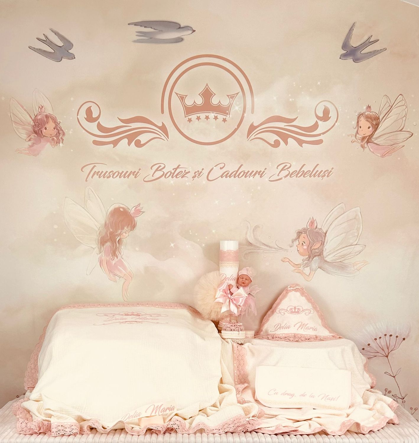 Trusou Muselina Regal roz nou set biserica Premium