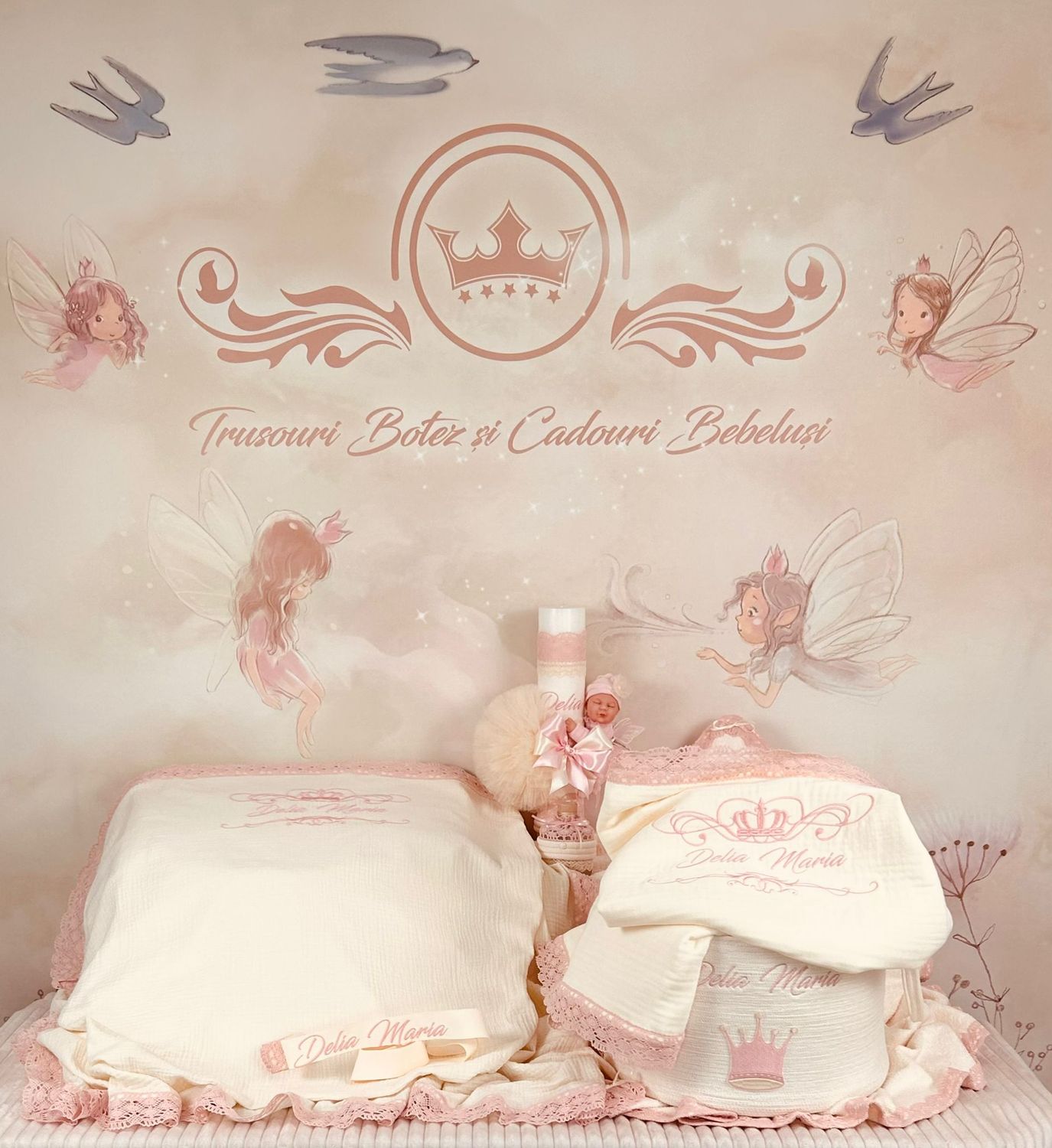 Trusou Muselina Regal roz nou set biserica Premium