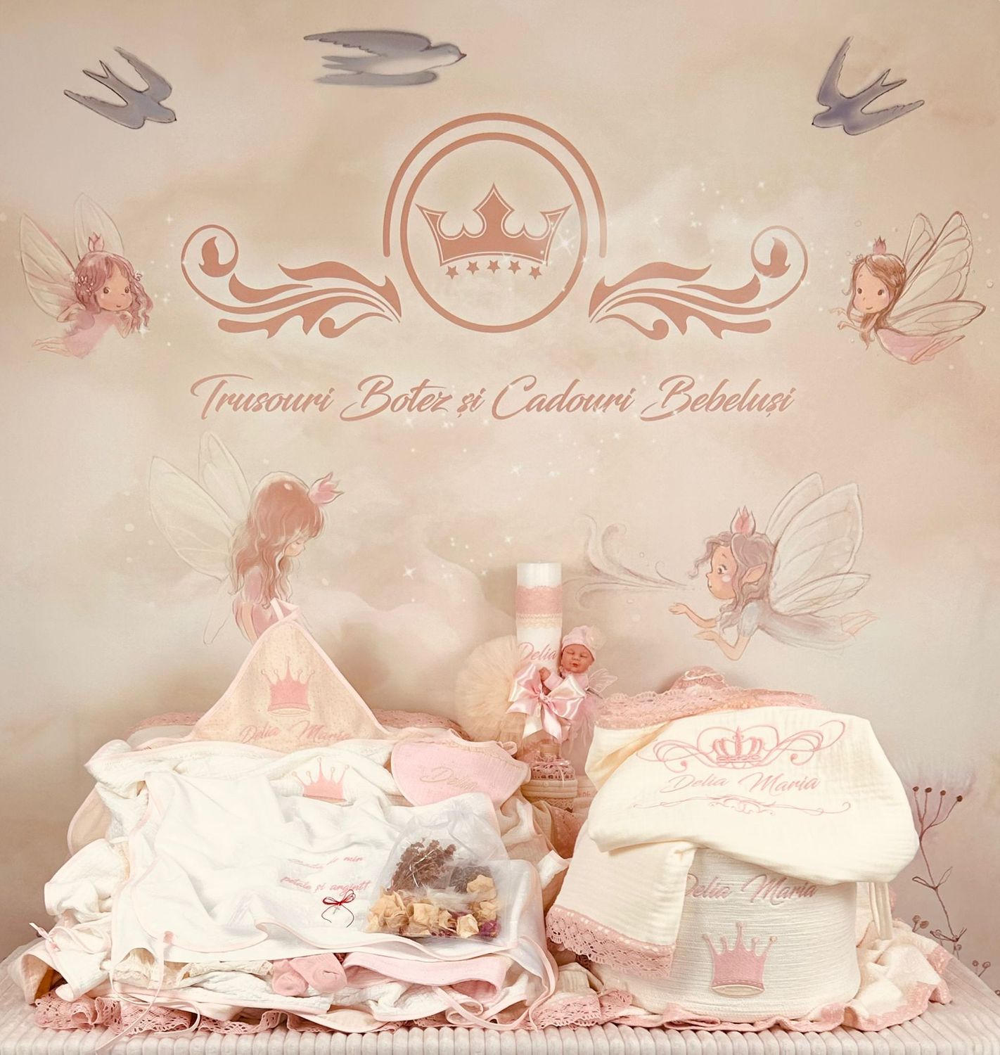 Trusou Muselina Regal roz nou set biserica Premium