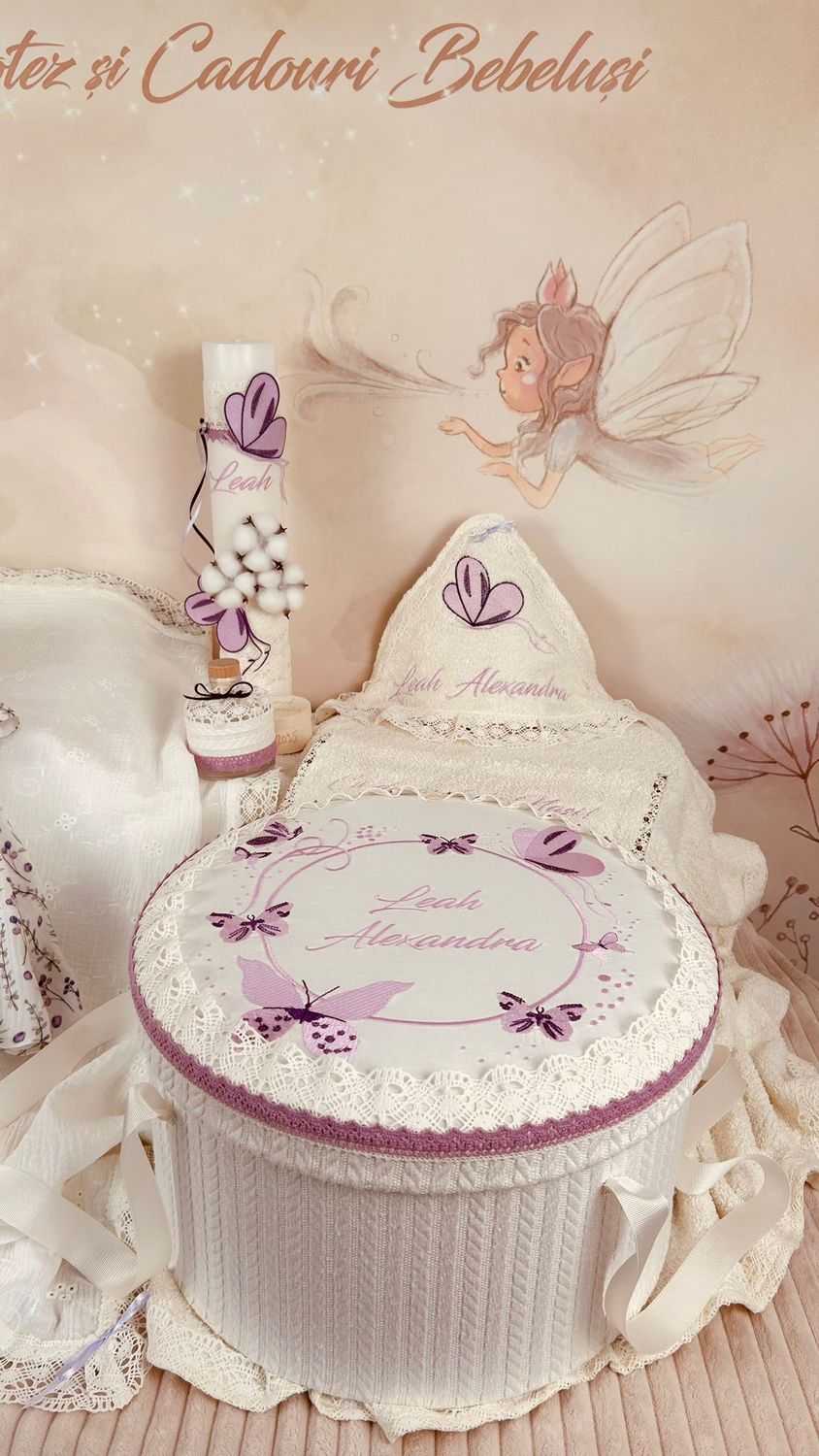 Trusou Muselina Fluturi Mov cu Lila Set Biserica Premium