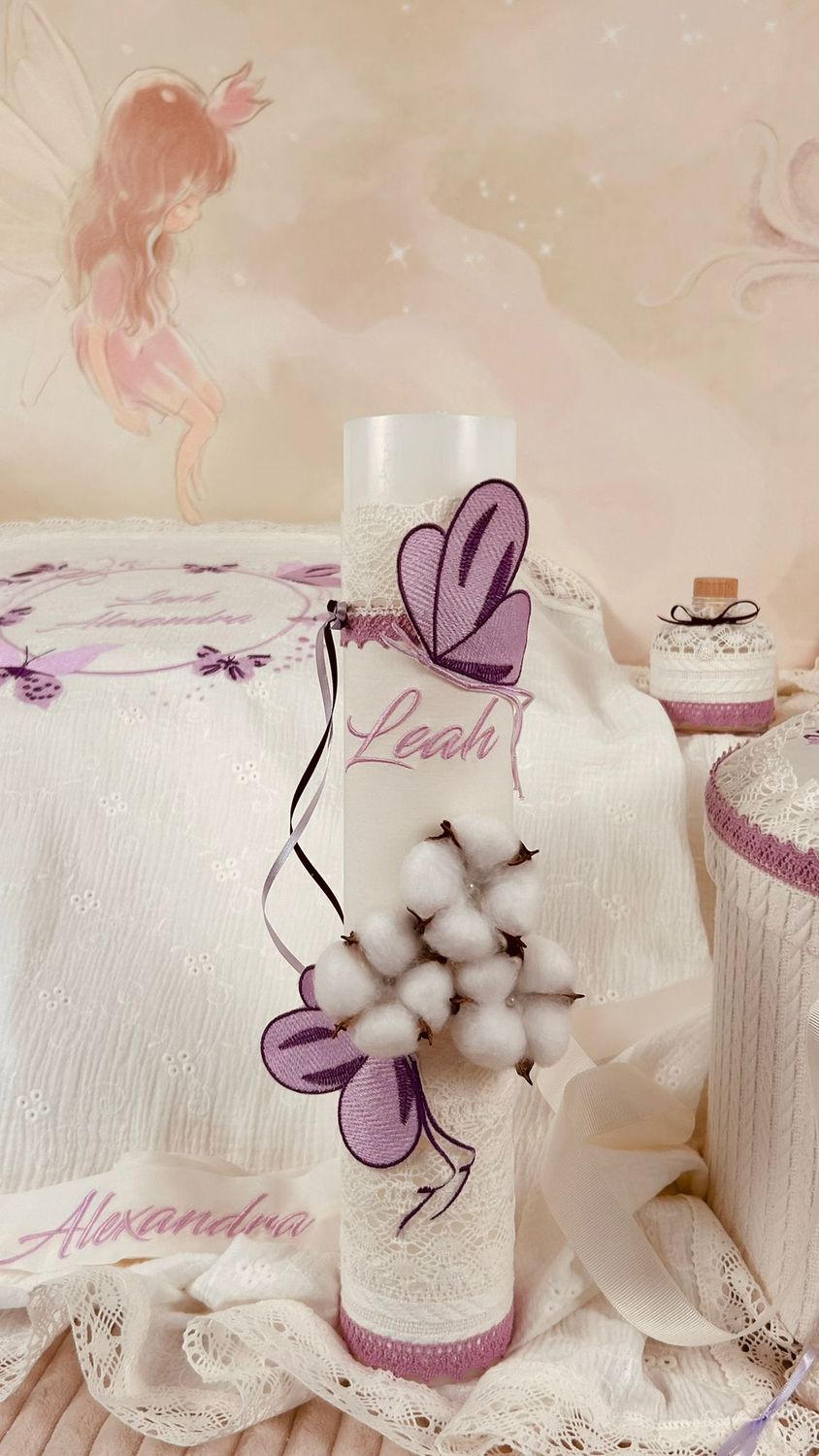 Trusou Muselina Fluturi Mov cu Lila Set Biserica Premium