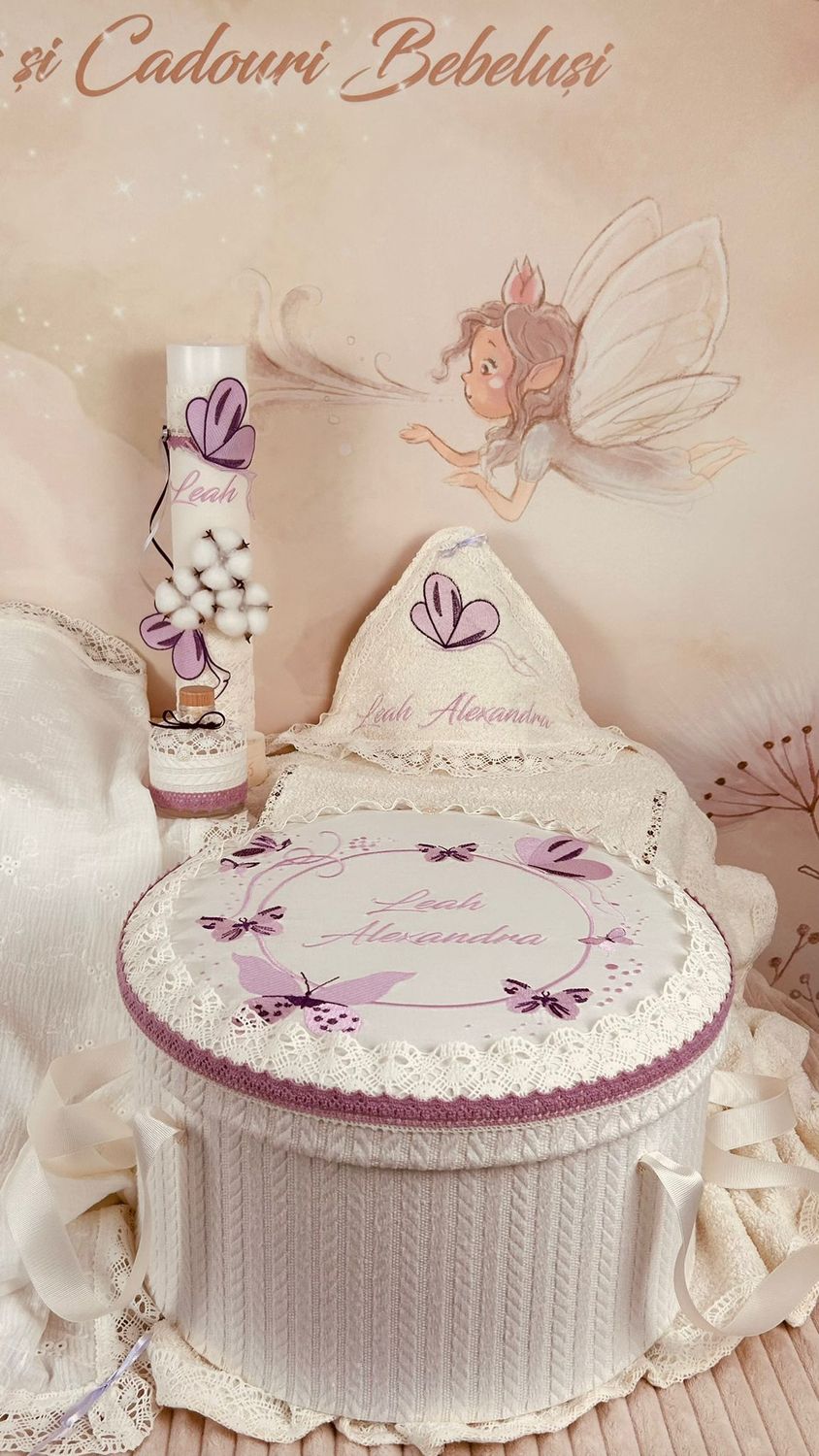 Trusou Muselina Fluturi Mov cu Lila Set Biserica Premium