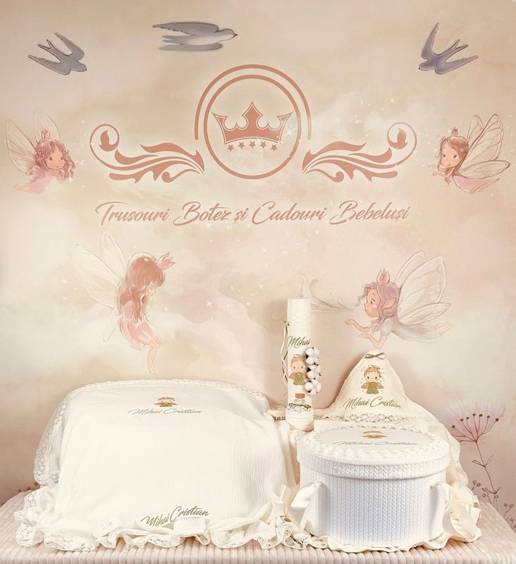 Trusou Botez Muselina Ingeras verde - Set Biserica Trusou Botez Muselina Ingeras verde - Set Biserica