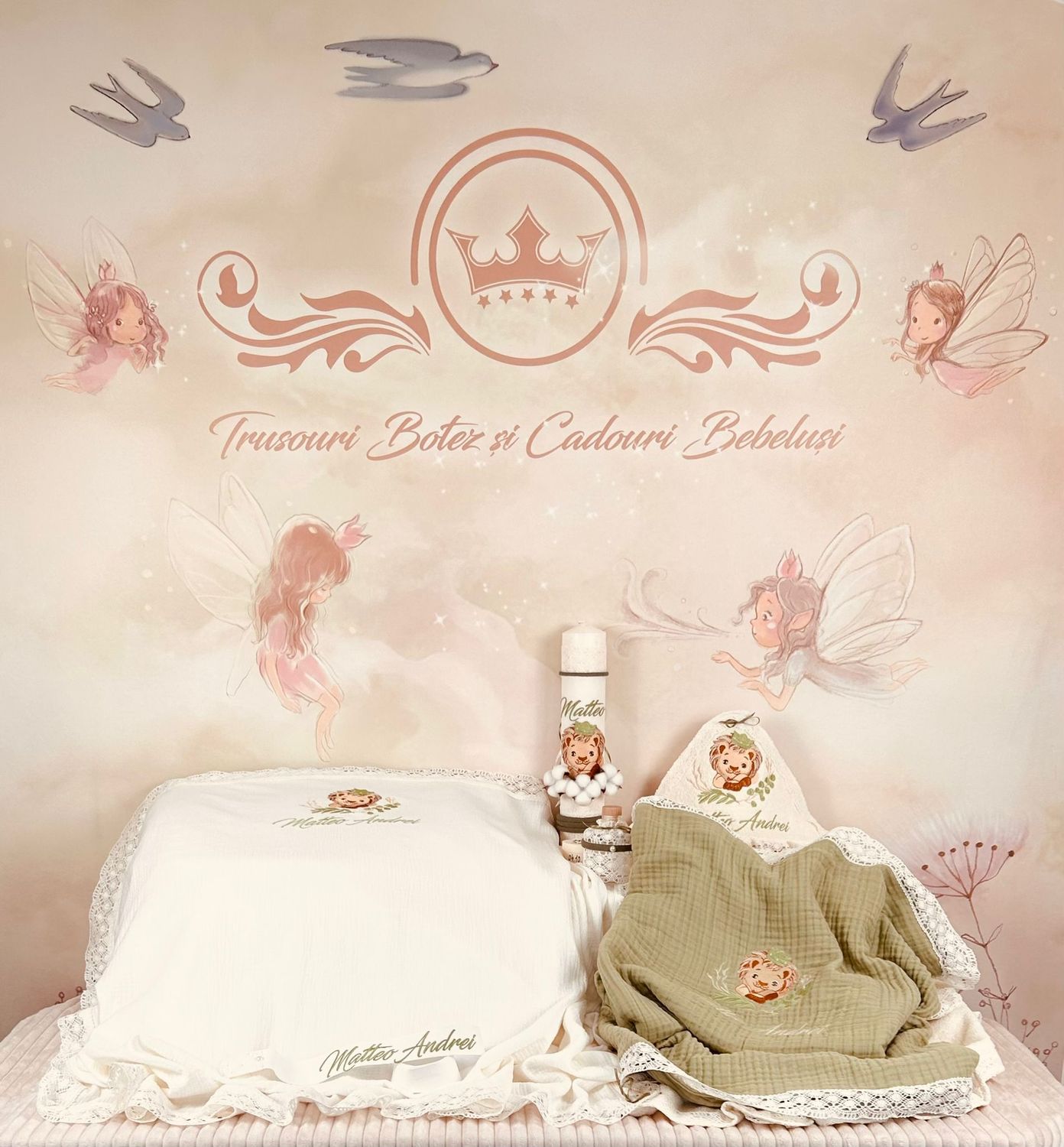 Trusou Botez Personalizat Regele Leu - Set Biserica Premium
