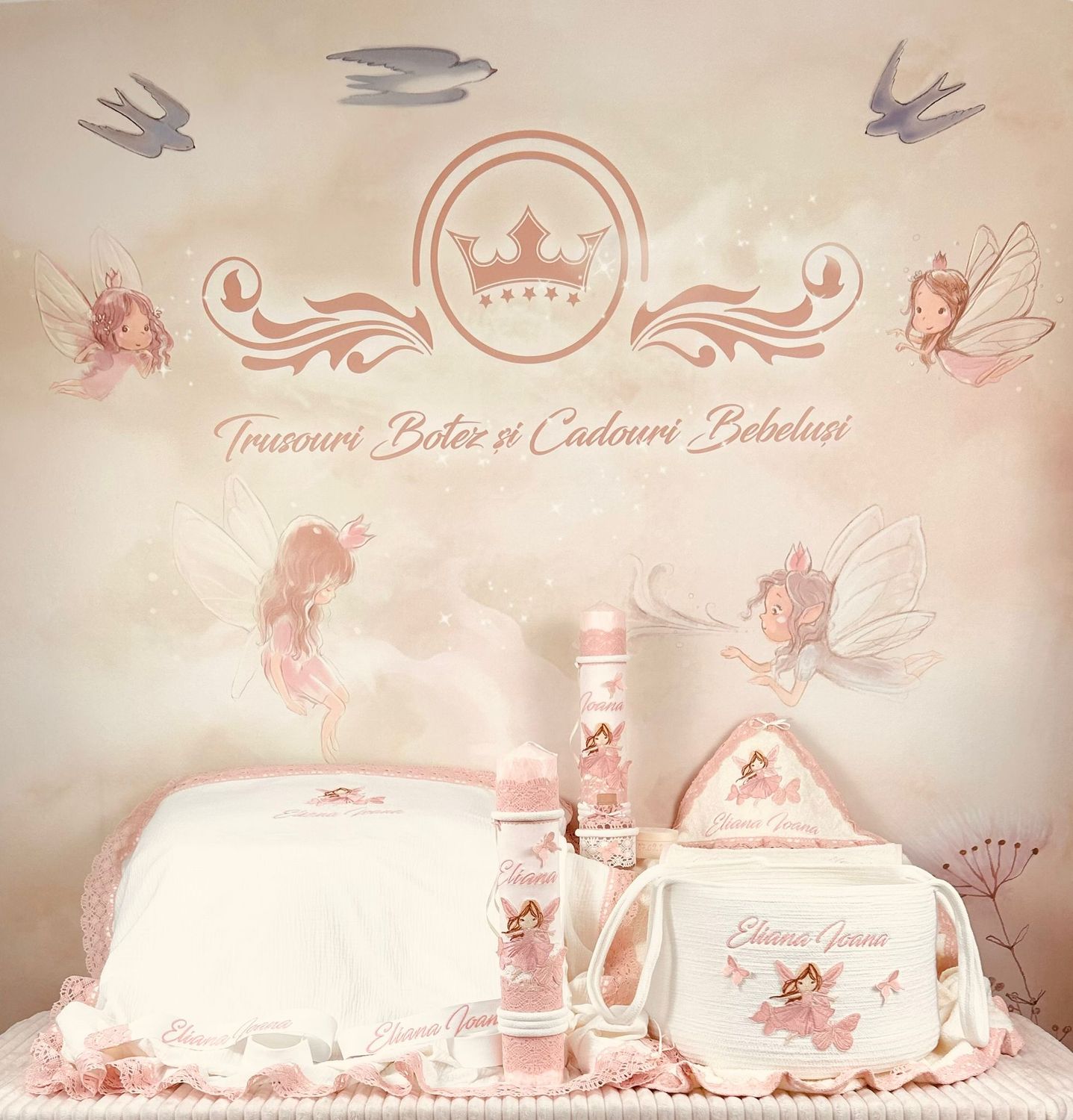 Trusou Botez Muselina Zana Fluturas  - Set Botez Premium