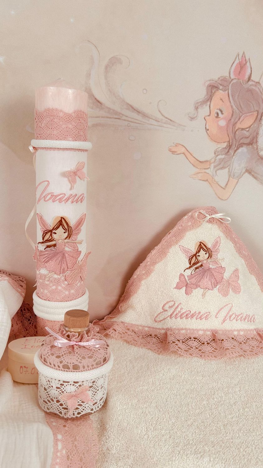 Trusou Botez Muselina Zana Fluturas  - Set Botez Premium