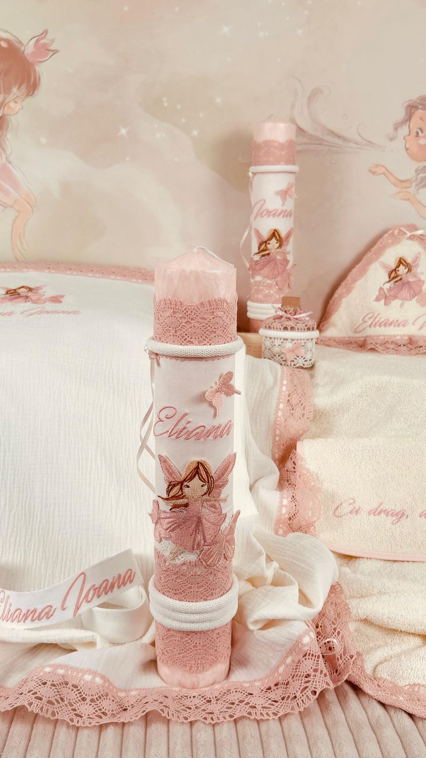 Trusou Botez Muselina Zana Fluturas  - Set Botez Premium