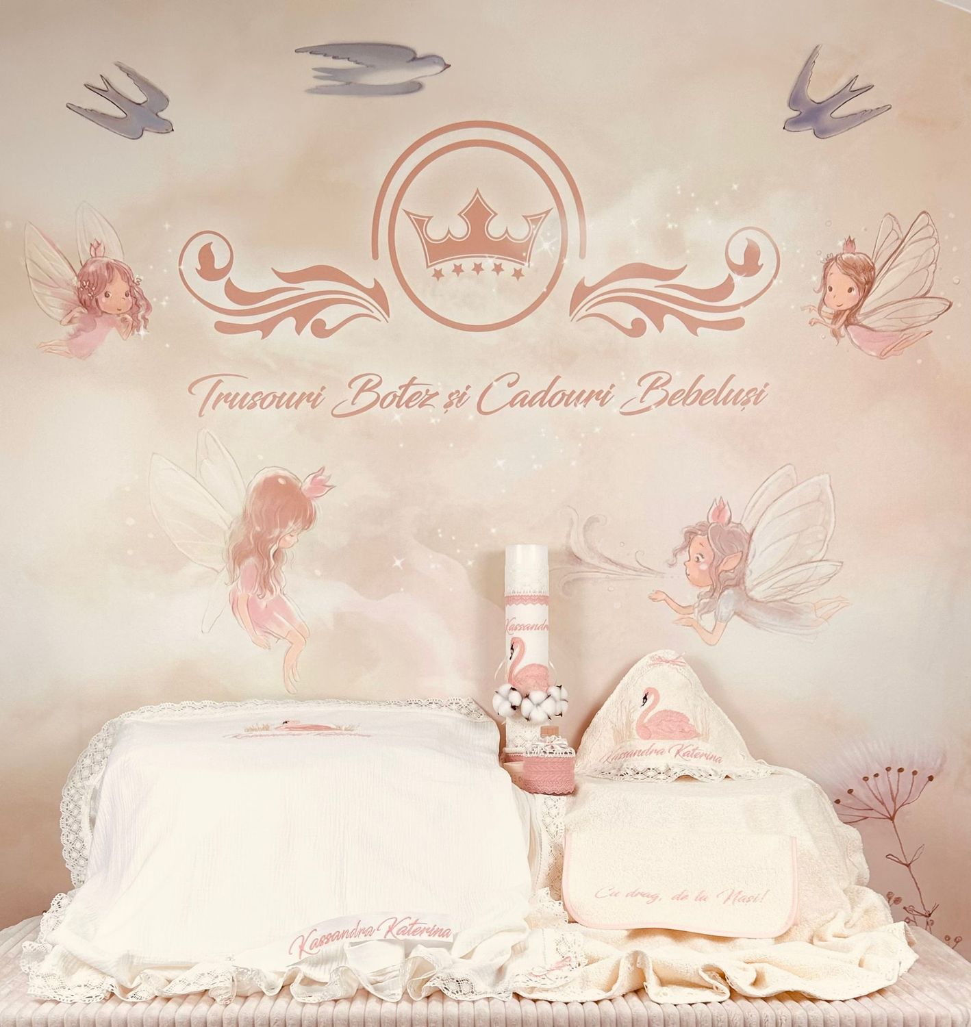 Trusou Botez Muselina Lebada Max - Set Biserica PREMIUM