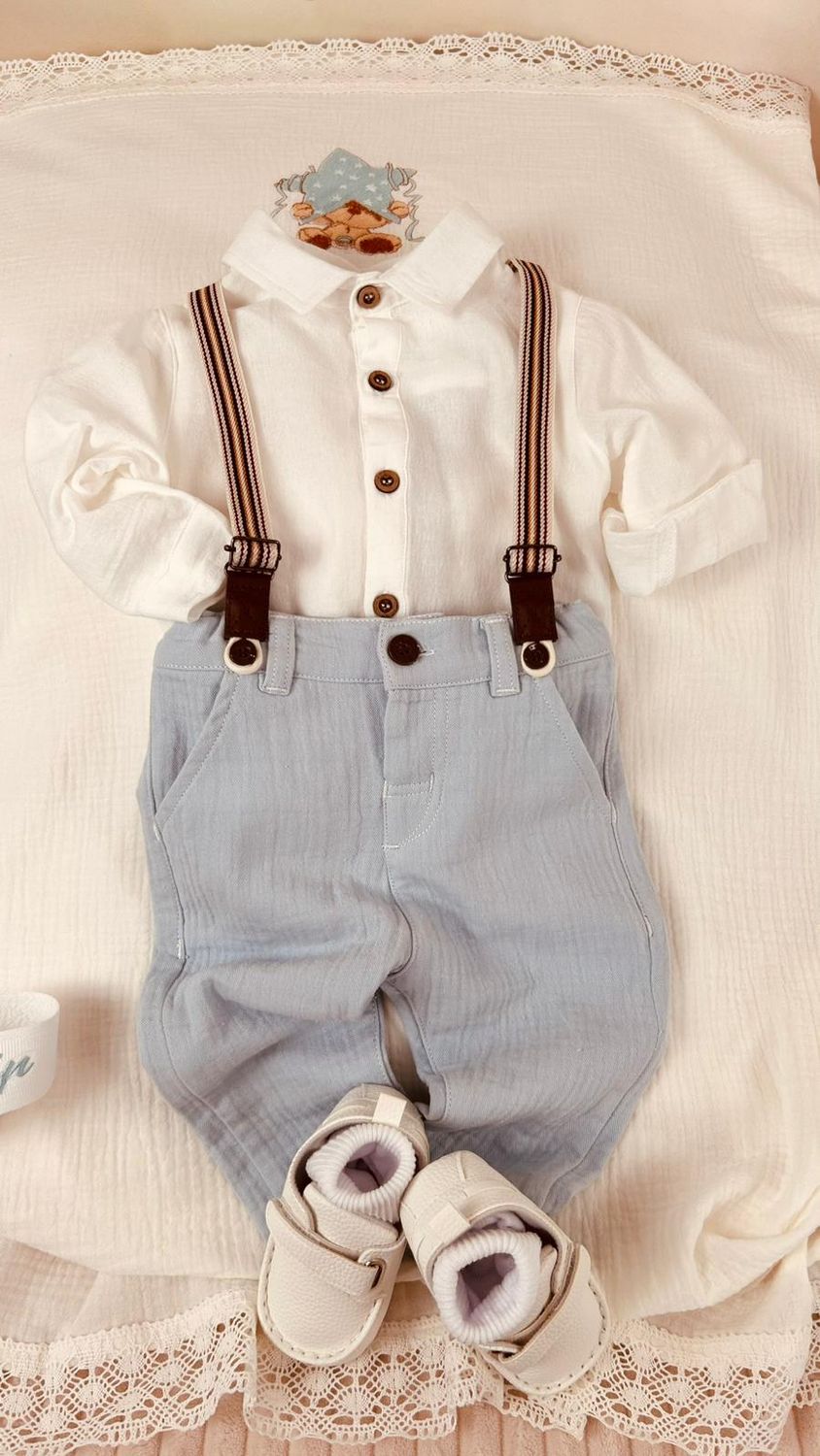 costumas casual aqua cu bretele