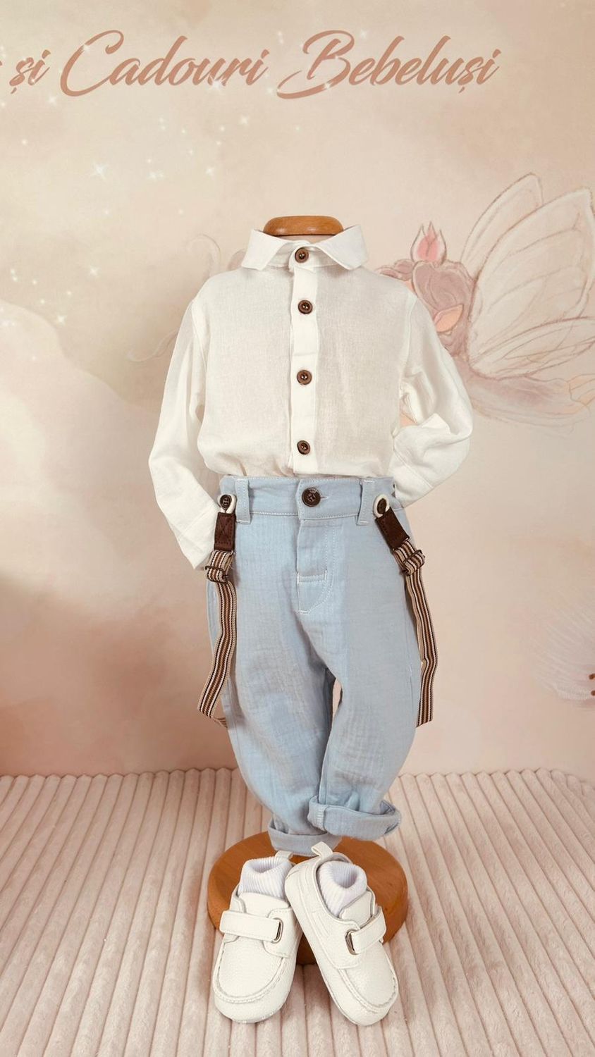 costumas casual aqua cu bretele