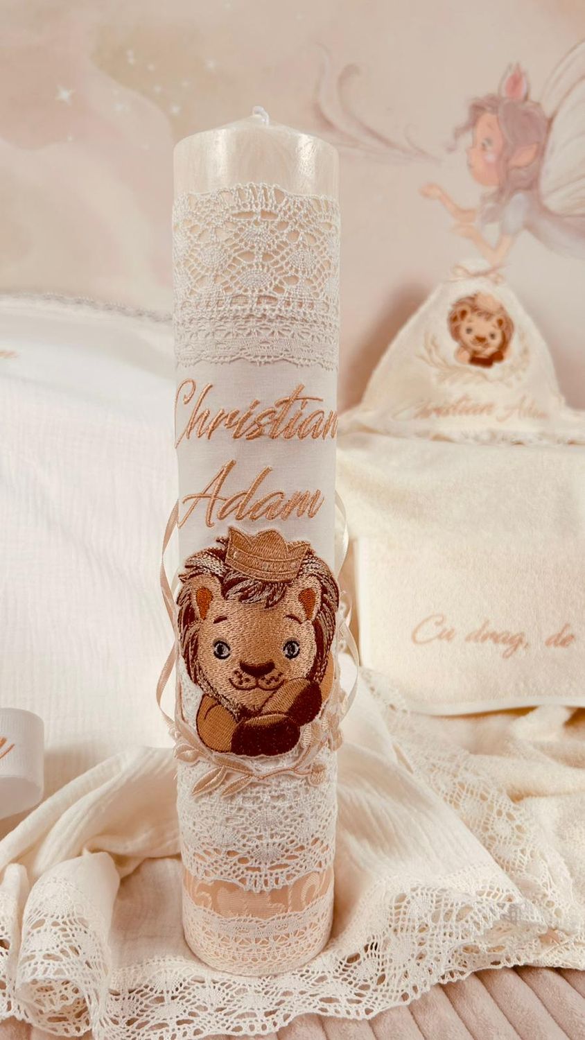 Trusou Botez Personalizat Regele Leu - Set Biserica Premium