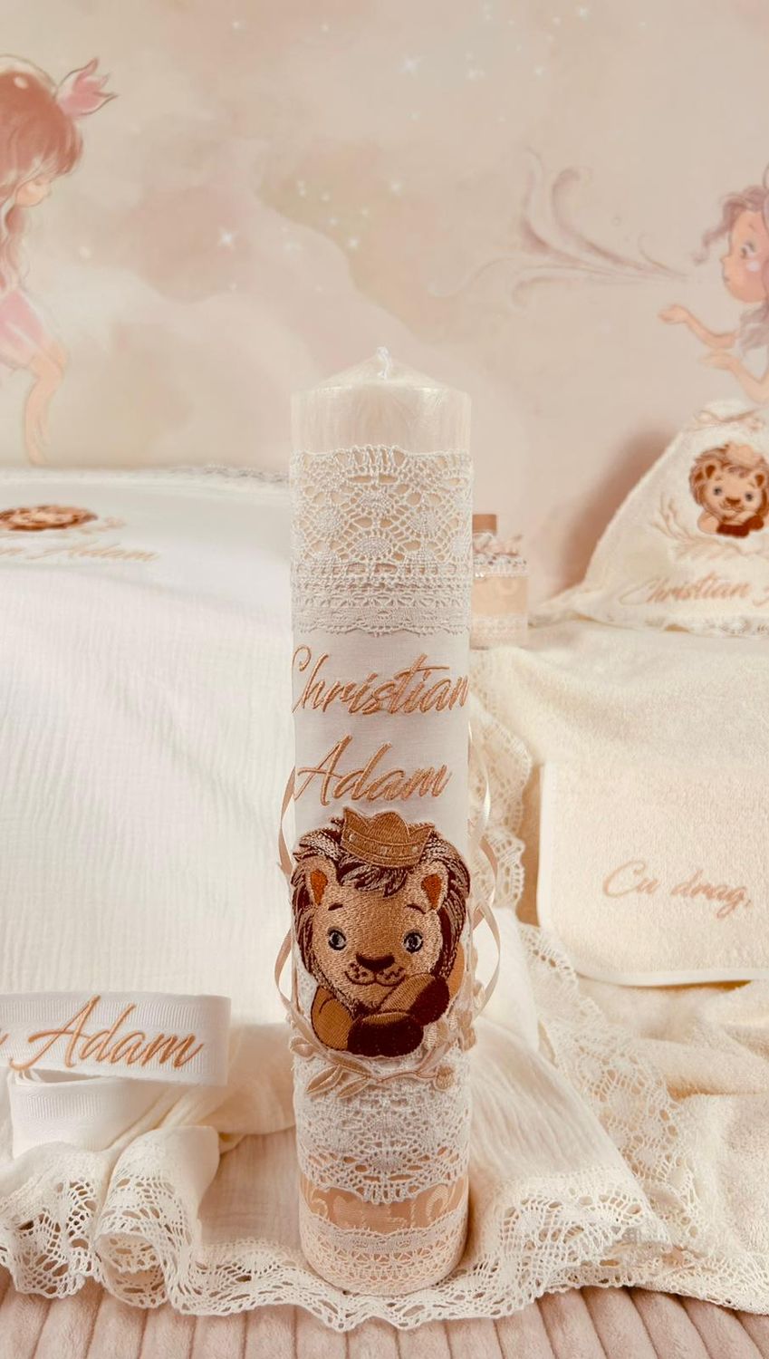 Trusou Botez Personalizat Regele Leu - Set Biserica Premium