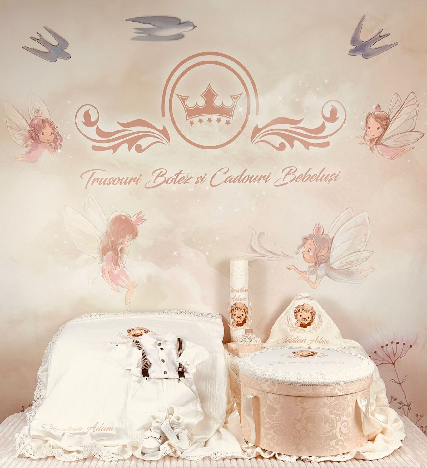 Trusou Botez Personalizat Regele Leu - Set Biserica Premium