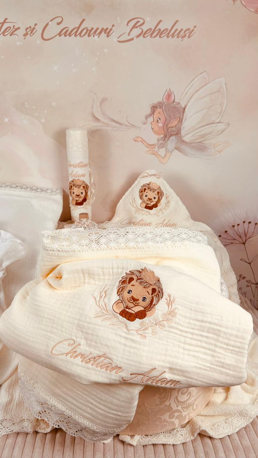 Trusou Botez Personalizat Regele Leu - Set Biserica Premium